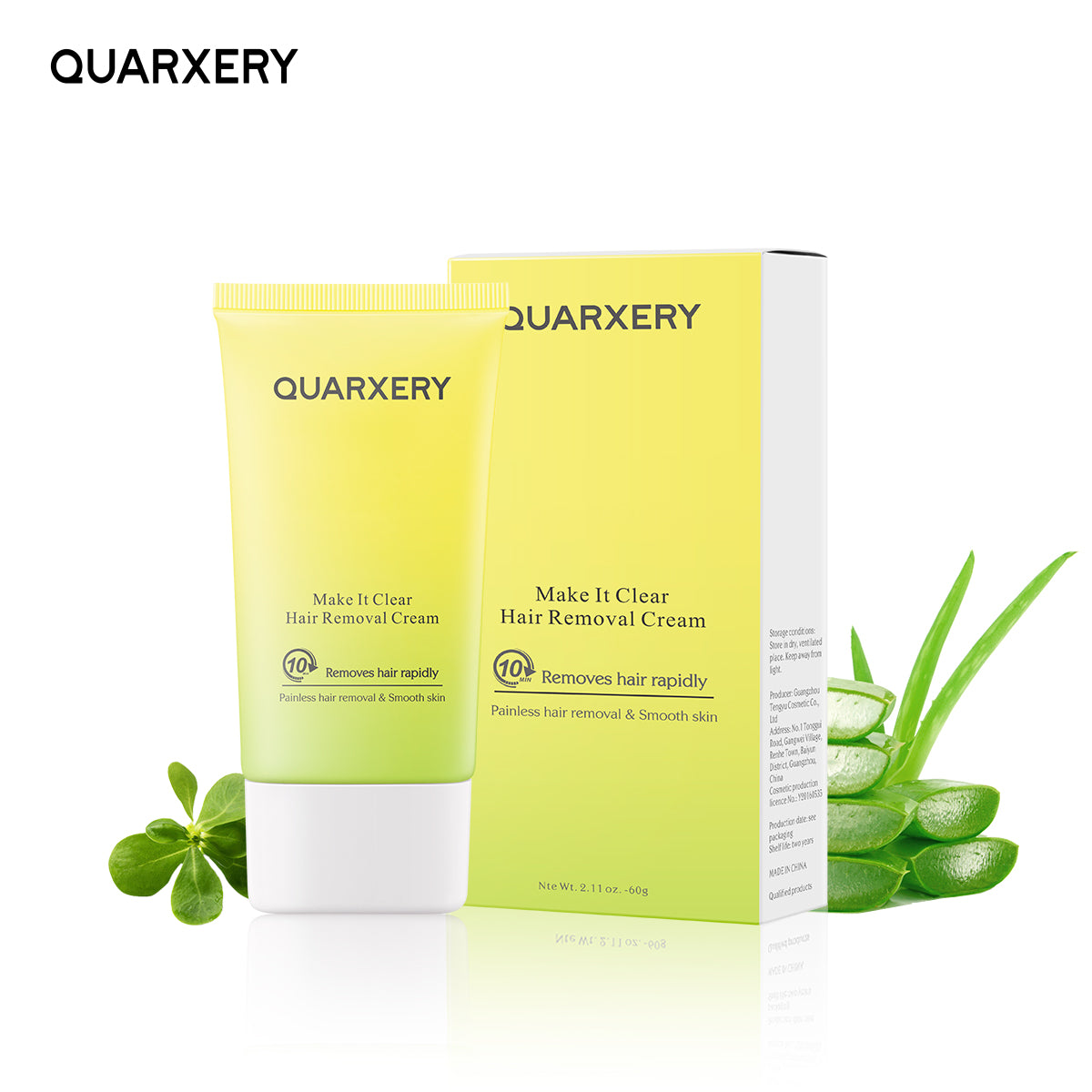 Crema Depilatoria QUARXERY para Mujeres y Hombres, Gel Depilatorio Indoloro, Loción para Eliminar el Vello No Deseado, Apto para Todo Tipo de Piel, 60ml / 2.11oz